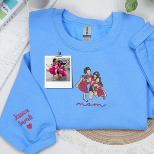 custom embroidered mom sweatshirt from photo personalized family portrait hoodie gift