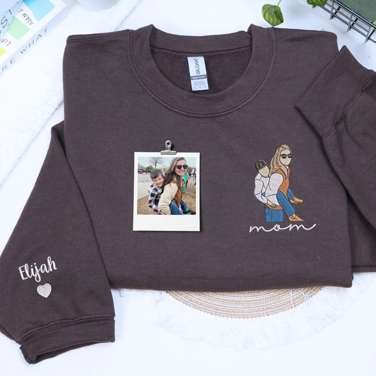 custom embroidered mom sweatshirt from photo personalized family portrait hoodie gift