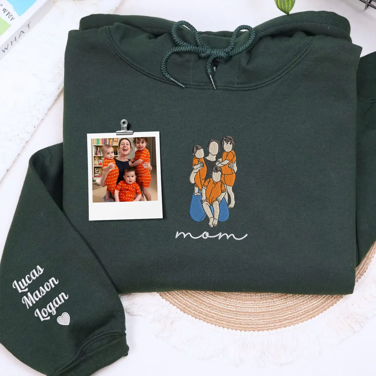 custom embroidered mom sweatshirt from photo personalized family portrait hoodie gift