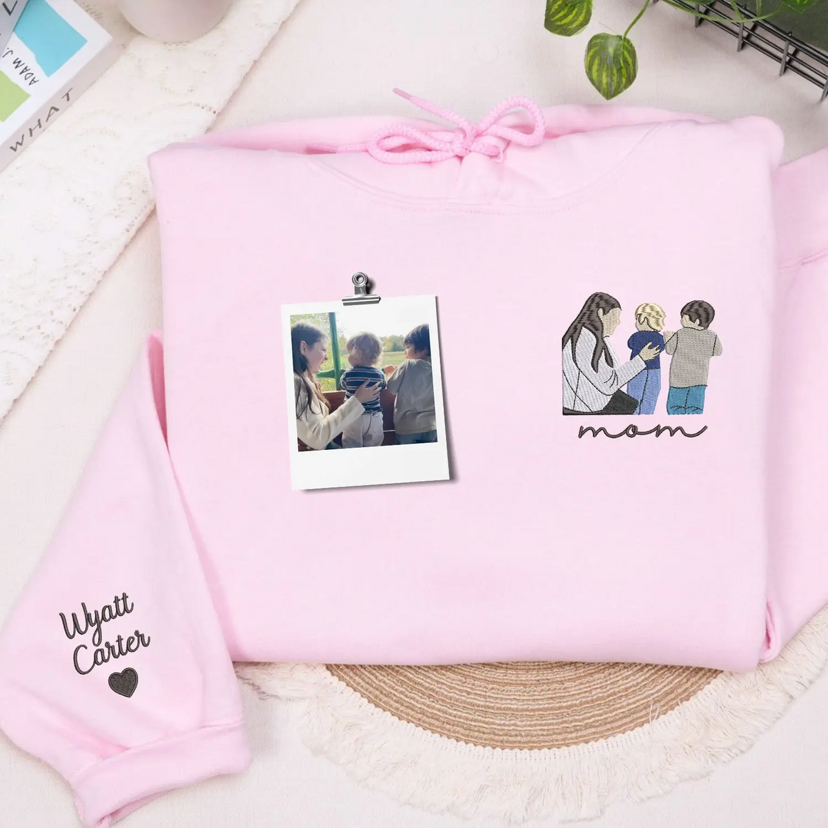 custom embroidered mom sweatshirt from photo personalized family portrait hoodie gift