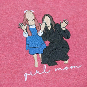custom embroidered mom sweatshirt with kids names and personalized photo portrait hoodie gift