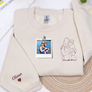 custom mom sweatshirt with kids names embroidered line art hoodie personalized mothers day gift