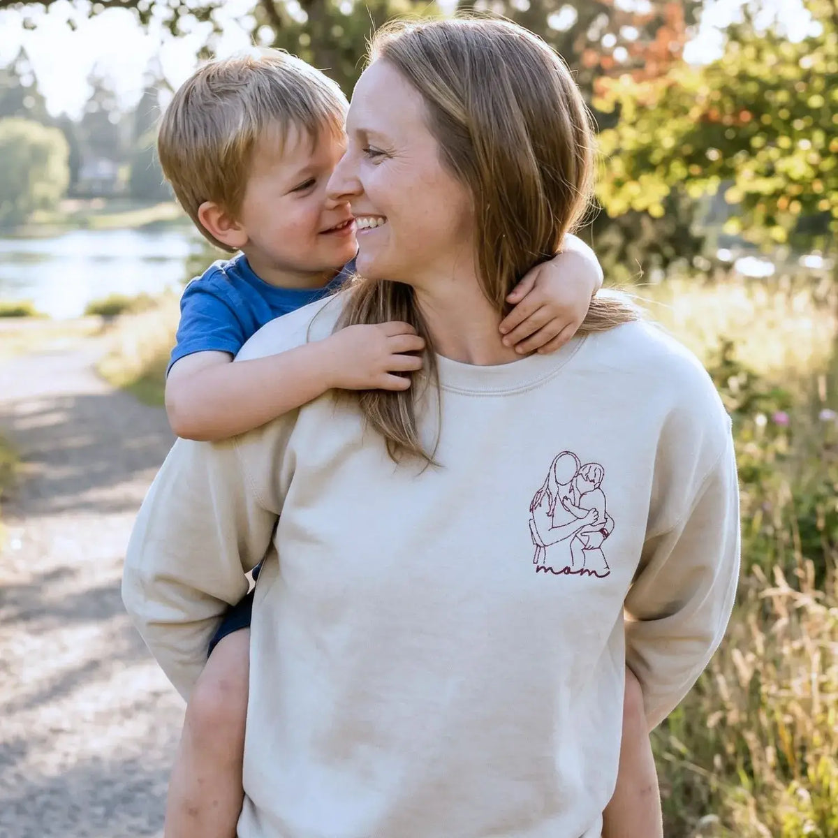 custom mom sweatshirt with kids names embroidered line art hoodie personalized mothers day gift