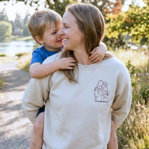 custom mom sweatshirt with kids names embroidered line art hoodie personalized mothers day gift