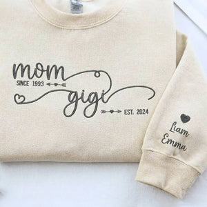 CCustom embroidered Gigi sweatshirt in soft fabric, perfect heartfelt Mother’s Day gift for grandmother