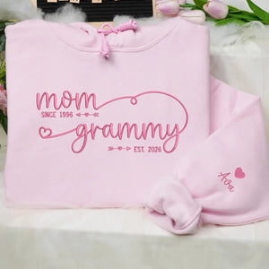 custom embroidered grandma sweatshirt with kids names on sleeve personalized hoodie gift for grandma