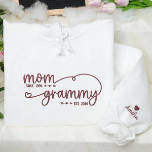 custom embroidered grandma sweatshirt with kids names on sleeve personalized hoodie gift for grandma