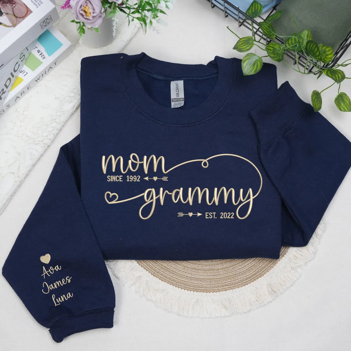 custom embroidered grandma sweatshirt with kids names on sleeve personalized hoodie gift for grandma