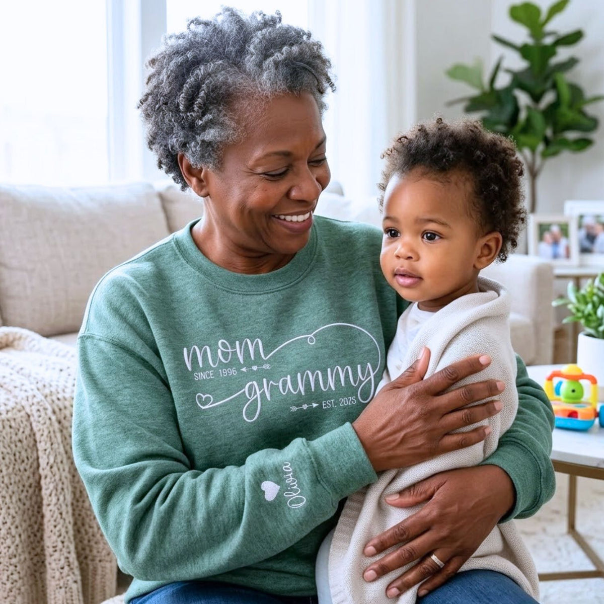 custom embroidered grandma sweatshirt with kids names on sleeve personalized hoodie gift for grandma