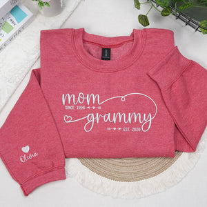 custom embroidered grandma sweatshirt with kids names on sleeve personalized hoodie gift for grandma