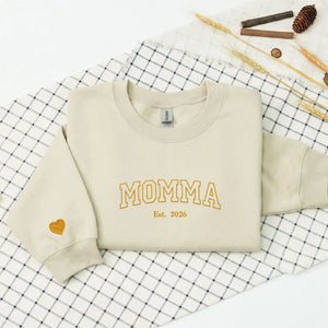 Custom embroidered momma sweatshirt with kids names personalized Mother's Day gift for mom