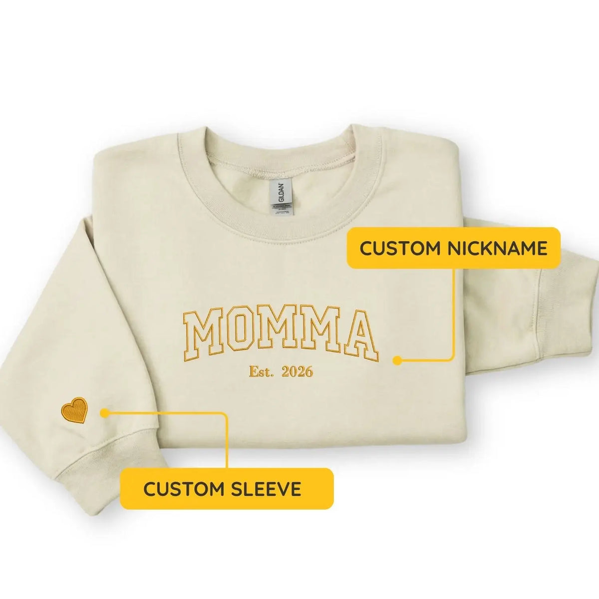Custom embroidered momma sweatshirt with kids names personalized Mother's Day gift for mom