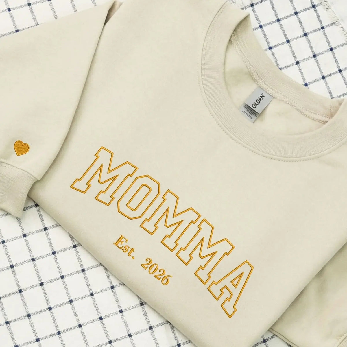 Custom embroidered momma sweatshirt with kids names personalized Mother's Day gift for mom