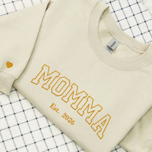 Custom embroidered momma sweatshirt with kids names personalized Mother's Day gift for mom