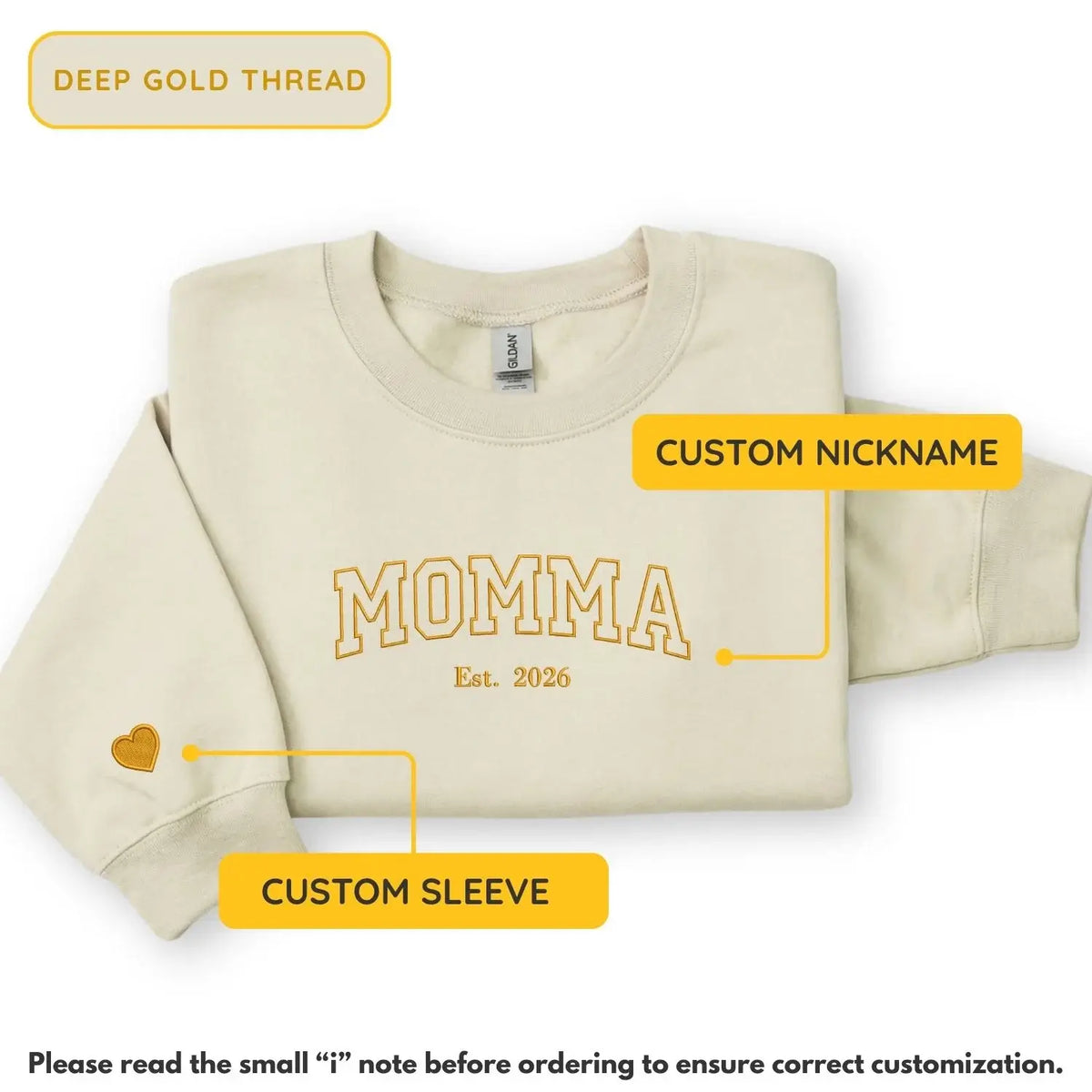 Custom embroidered momma sweatshirt with kids names personalized Mother's Day gift for mom