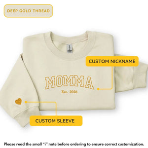 Custom embroidered momma sweatshirt with kids names personalized Mother's Day gift for mom