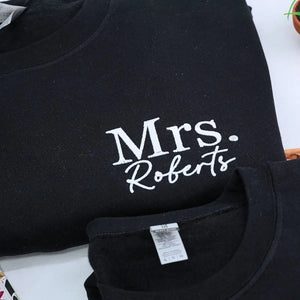 Custom Embroidered Mr and Mrs Sweatshirt, Personalized Just Married Cr