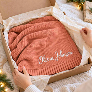 Custom Blanket for Baby Girl with Name, Embroidered Baby Girl First Christmas Gift