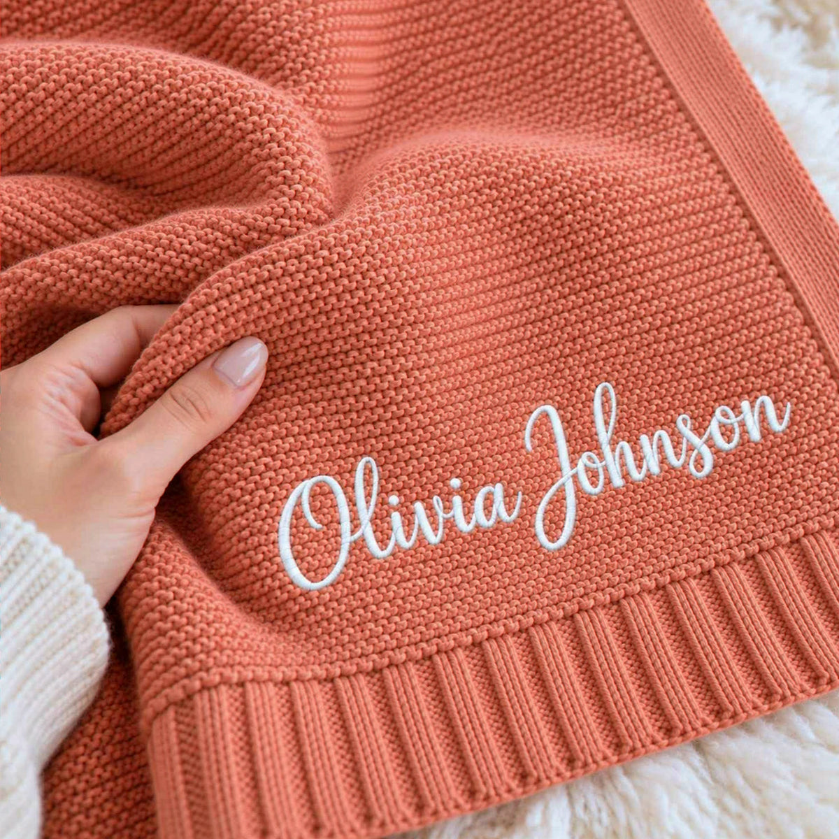 Custom Blanket for Baby Girl with Name, Embroidered Baby Girl First Christmas Gift