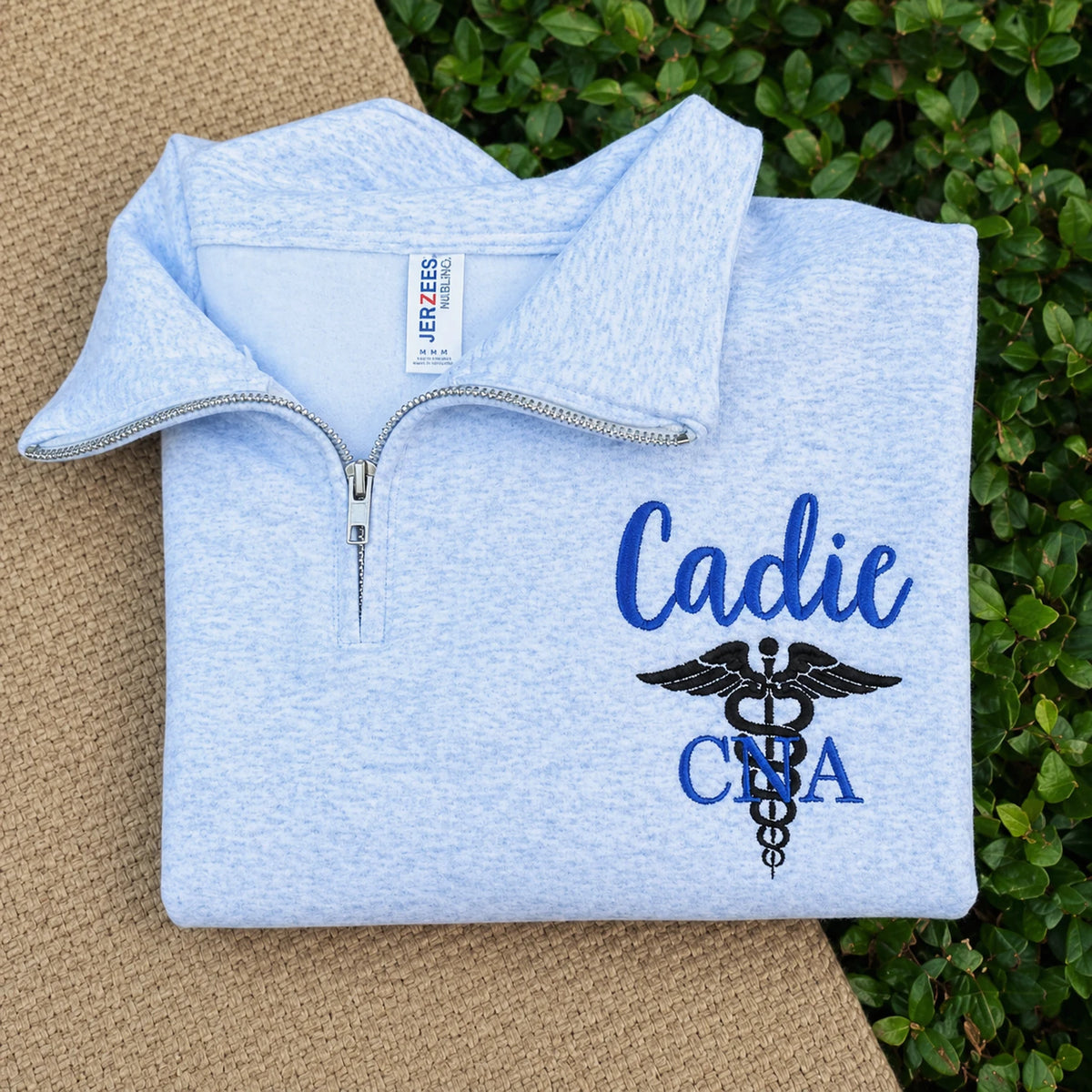 Custom Nurse Appreciation Week Gift - Embroidered Name CNA Quarter Zip - Personalized Nursing Assistant Pullover