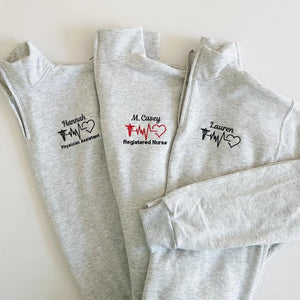 Custom Name & Medical Specialty Nurse Quarter Zip - Personalized Embroidered Christmas, Nursing Week Gift
