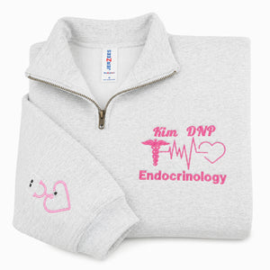 Custom Name & Medical Specialty Nurse Quarter Zip - Personalized Embroidered Christmas, Nursing Week Gift