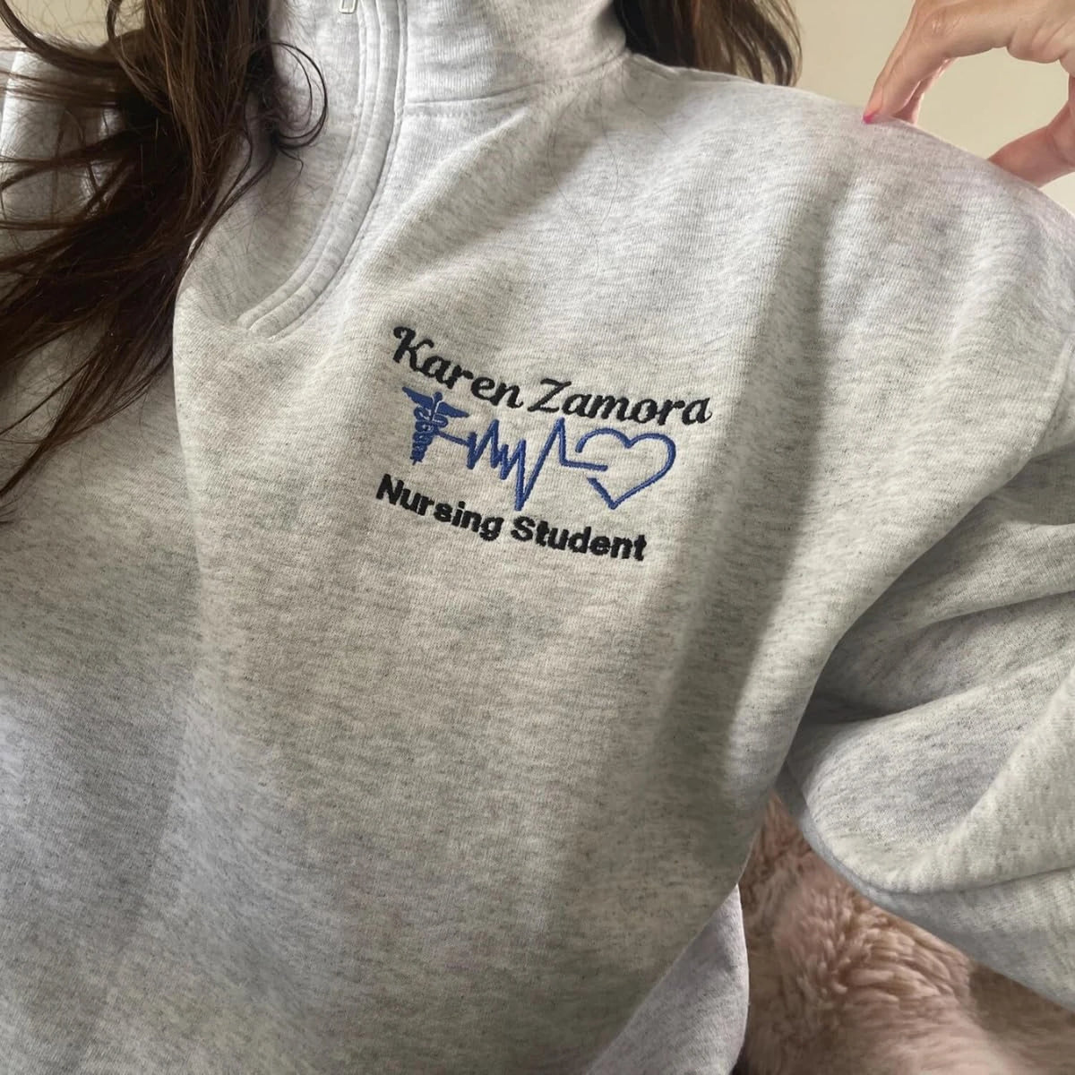 Custom Name & Medical Specialty Nurse Quarter Zip - Personalized Embroidered Christmas, Nursing Week Gift