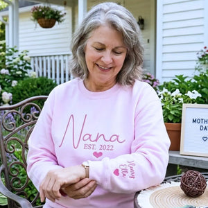 Custom Embroidered Nana Sweatshirt or Hoodie with Kids Name, Personalized Gift for Nana from Grandkids