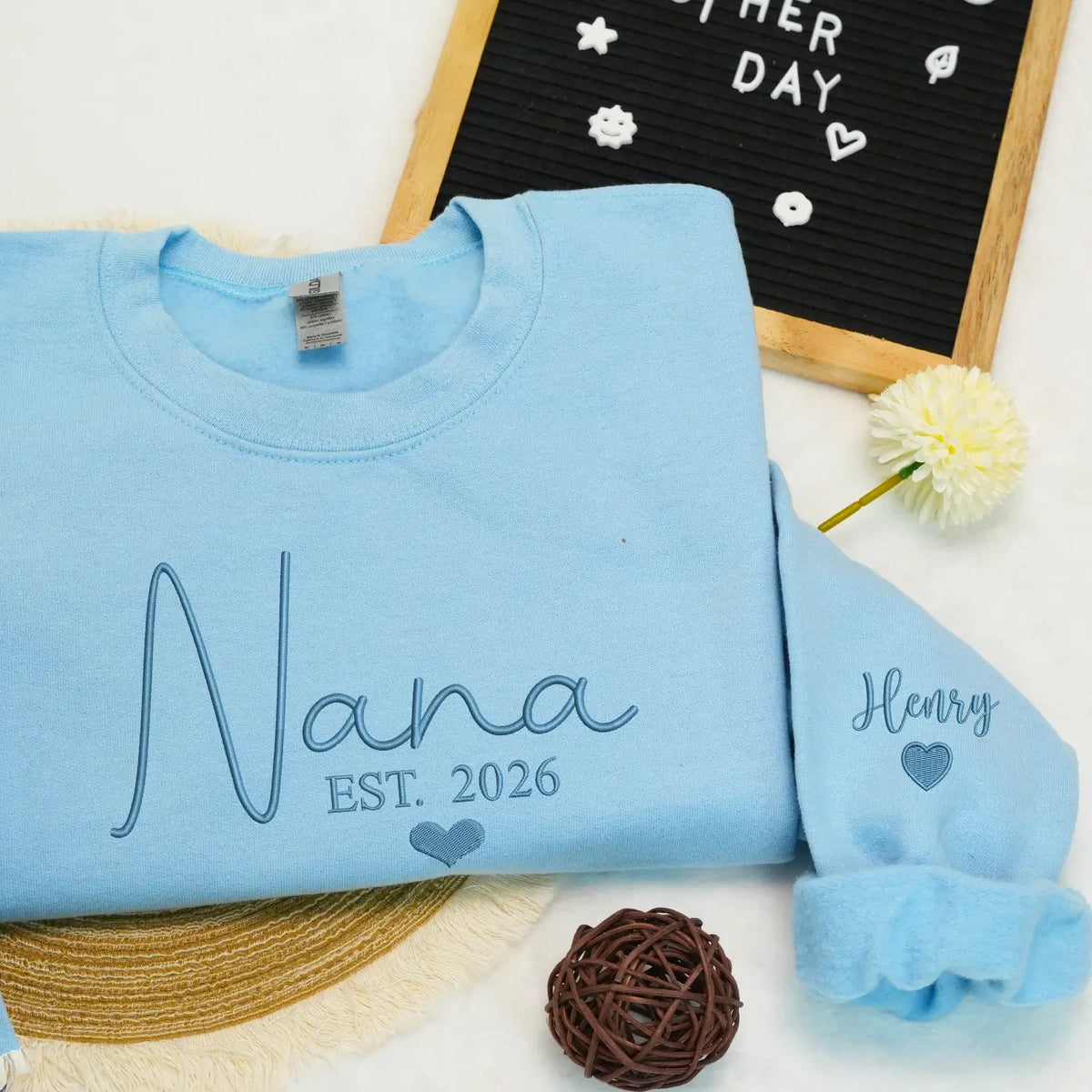 Custom embroidered Nana sweatshirt with grandkids names personalized family gift for grandmother