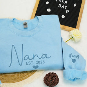 Custom embroidered Nana sweatshirt with grandkids names personalized family gift for grandmother