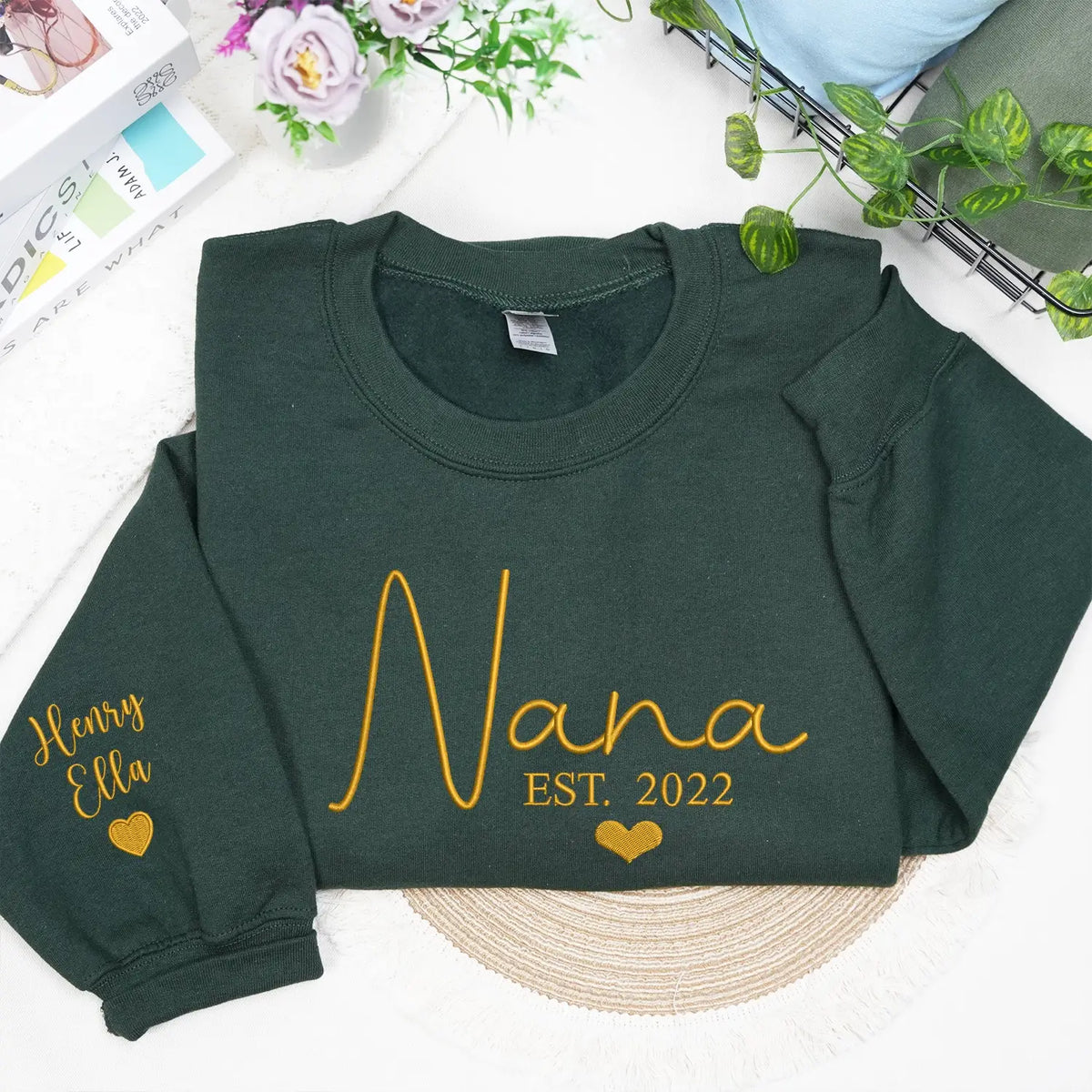 Custom embroidered Nana sweatshirt with grandkids names personalized family gift for grandmother