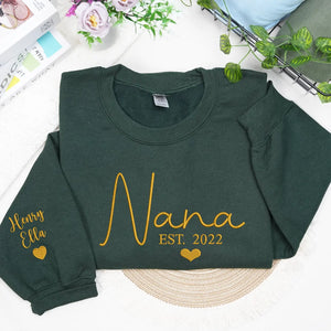 Custom embroidered Nana sweatshirt with grandkids names personalized family gift for grandmother