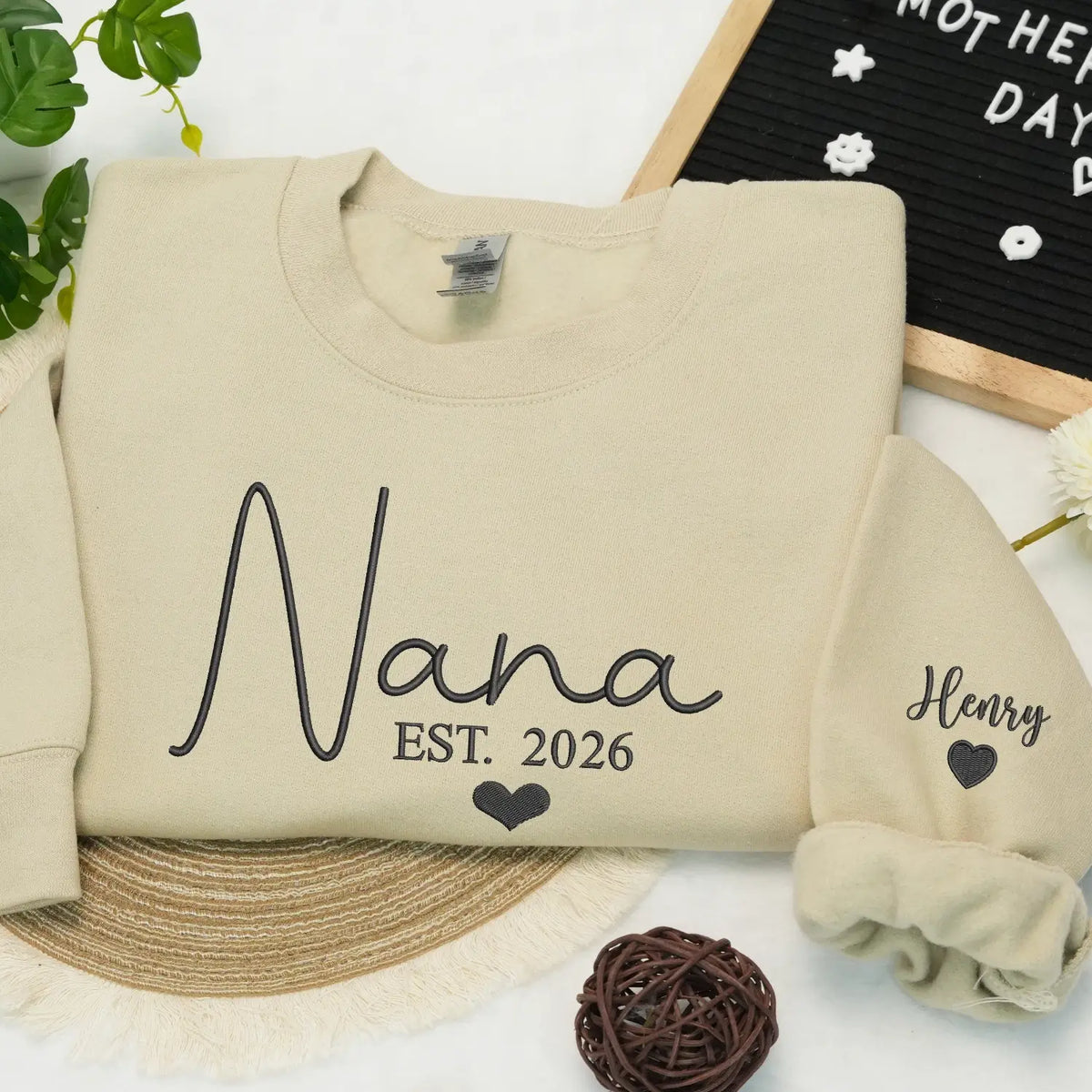 Custom embroidered Nana sweatshirt with grandkids names personalized family gift for grandmother