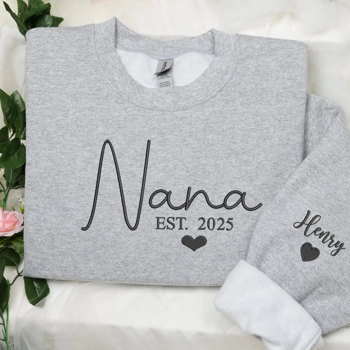 Custom embroidered Nana sweatshirt with grandkids names personalized family gift for grandmother