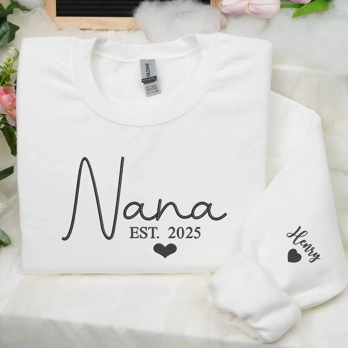 Custom embroidered Nana sweatshirt with grandkids names personalized family gift for grandmother