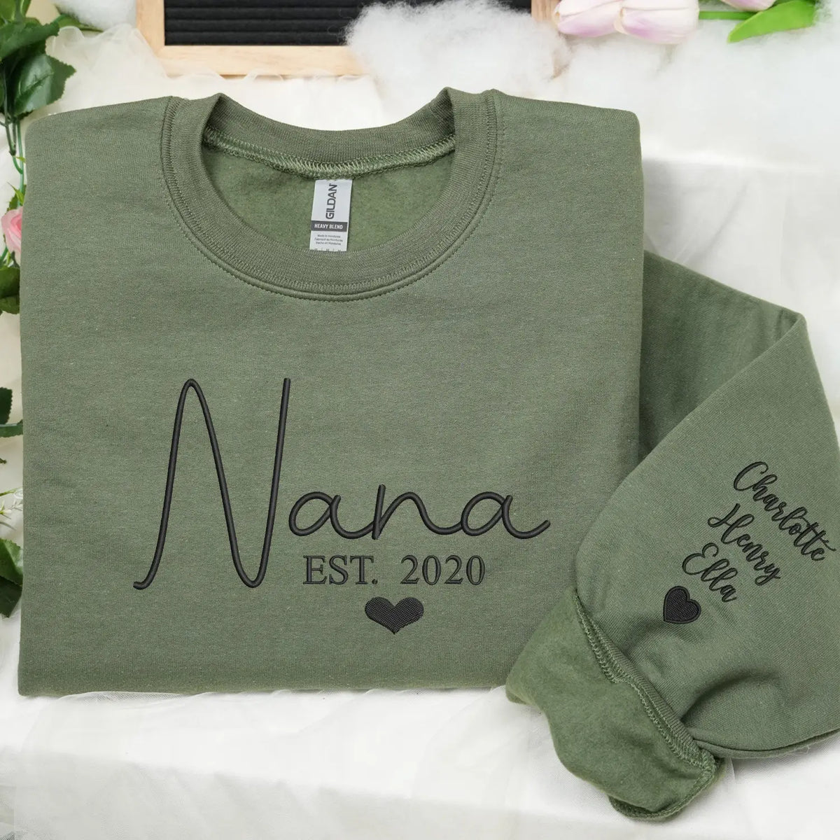 Custom embroidered Nana sweatshirt with grandkids names personalized family gift for grandmother