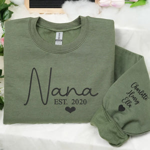 Custom embroidered Nana sweatshirt with grandkids names personalized family gift for grandmother
