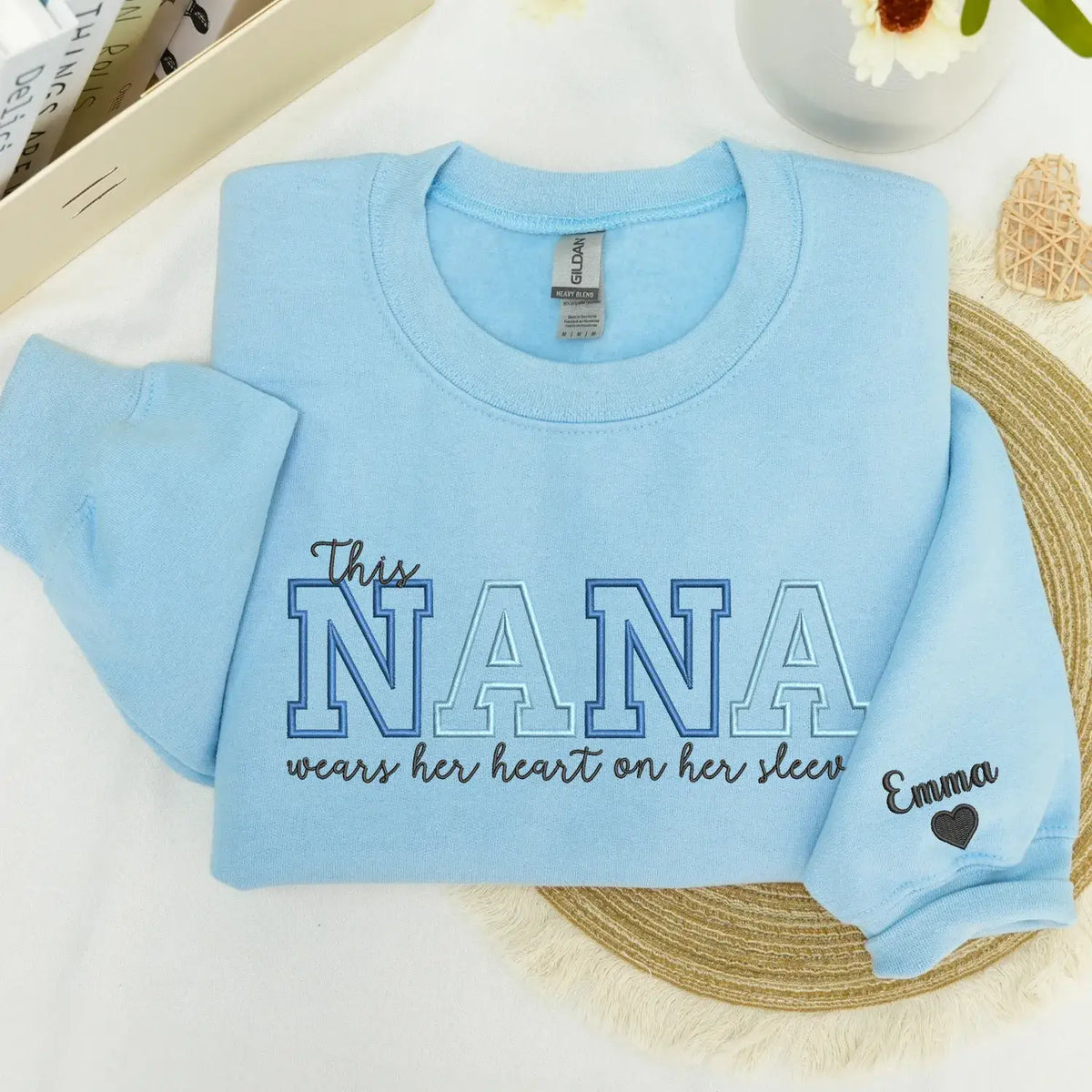 Custom embroidered Nana sweatshirt in soft fabric, perfect heartfelt Mother’s Day gift for grandmother
