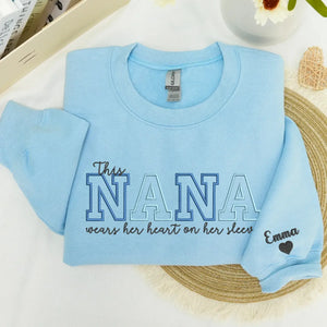 Custom embroidered Nana sweatshirt in soft fabric, perfect heartfelt Mother’s Day gift for grandmother