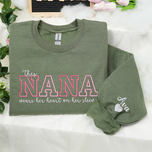 Custom embroidered Nana sweatshirt in soft fabric, perfect heartfelt Mother’s Day gift for grandmother