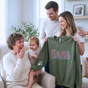 Custom embroidered Nana sweatshirt in soft fabric, perfect heartfelt Mother’s Day gift for grandmother