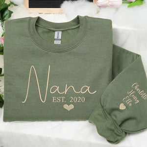 Personalized Nana sweatshirt embroidered with grandkids names custom grandmother gift