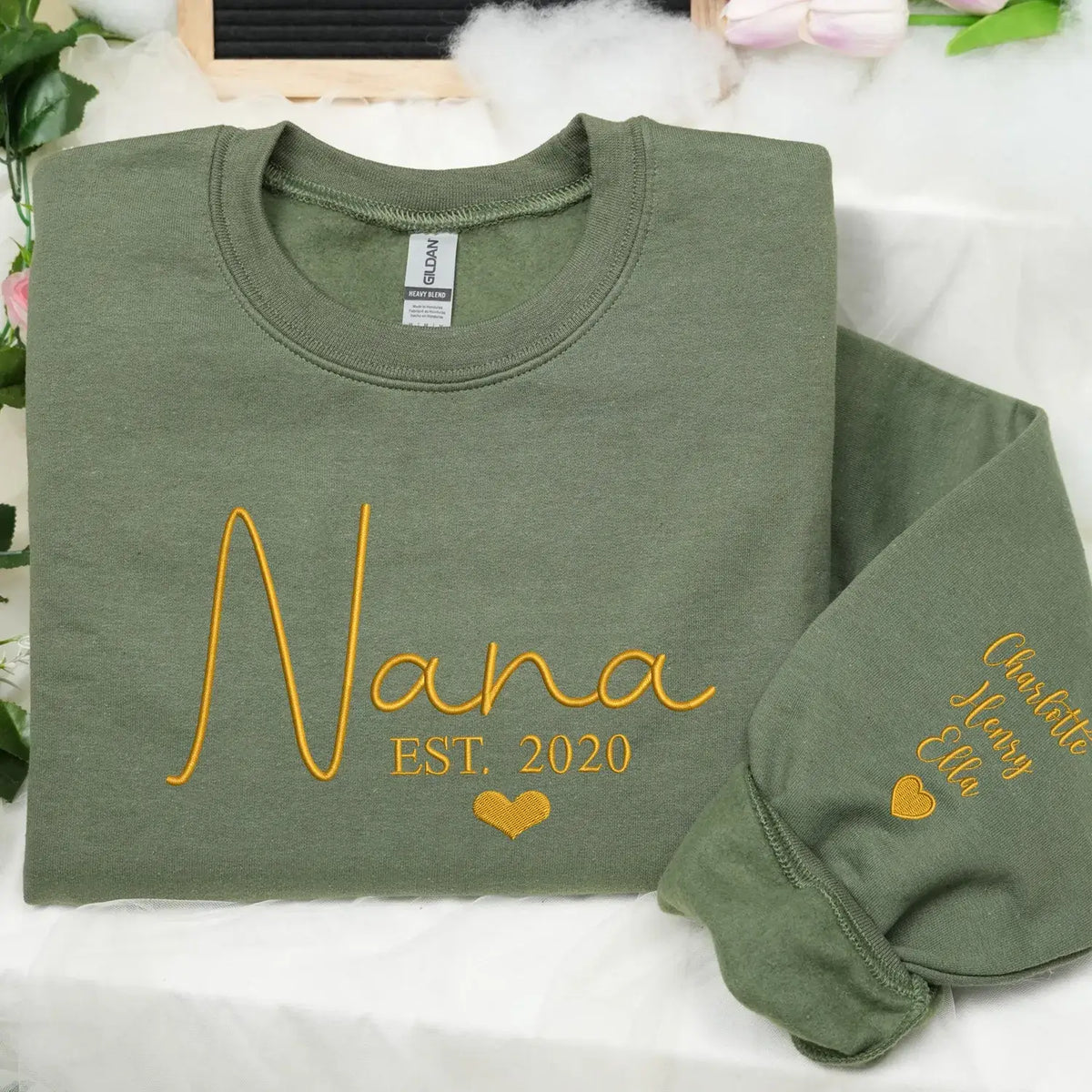Custom embroidered Nana sweatshirt with grandkids names personalized family gift for grandmother