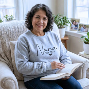 Custom embroidered Nana sweatshirt with grandkids names personalized family gift for grandmother