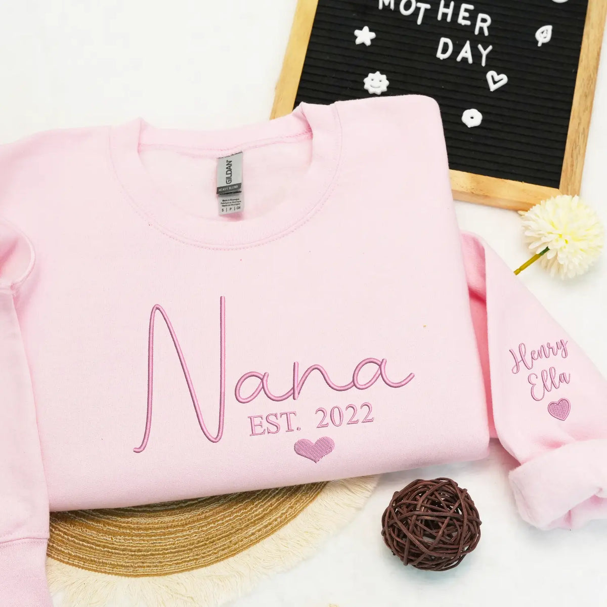 Personalized Nana sweatshirt embroidered with grandkids names custom grandmother gift