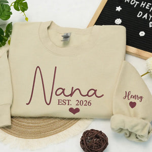 Personalized Nana sweatshirt embroidered with grandkids names custom grandmother gift