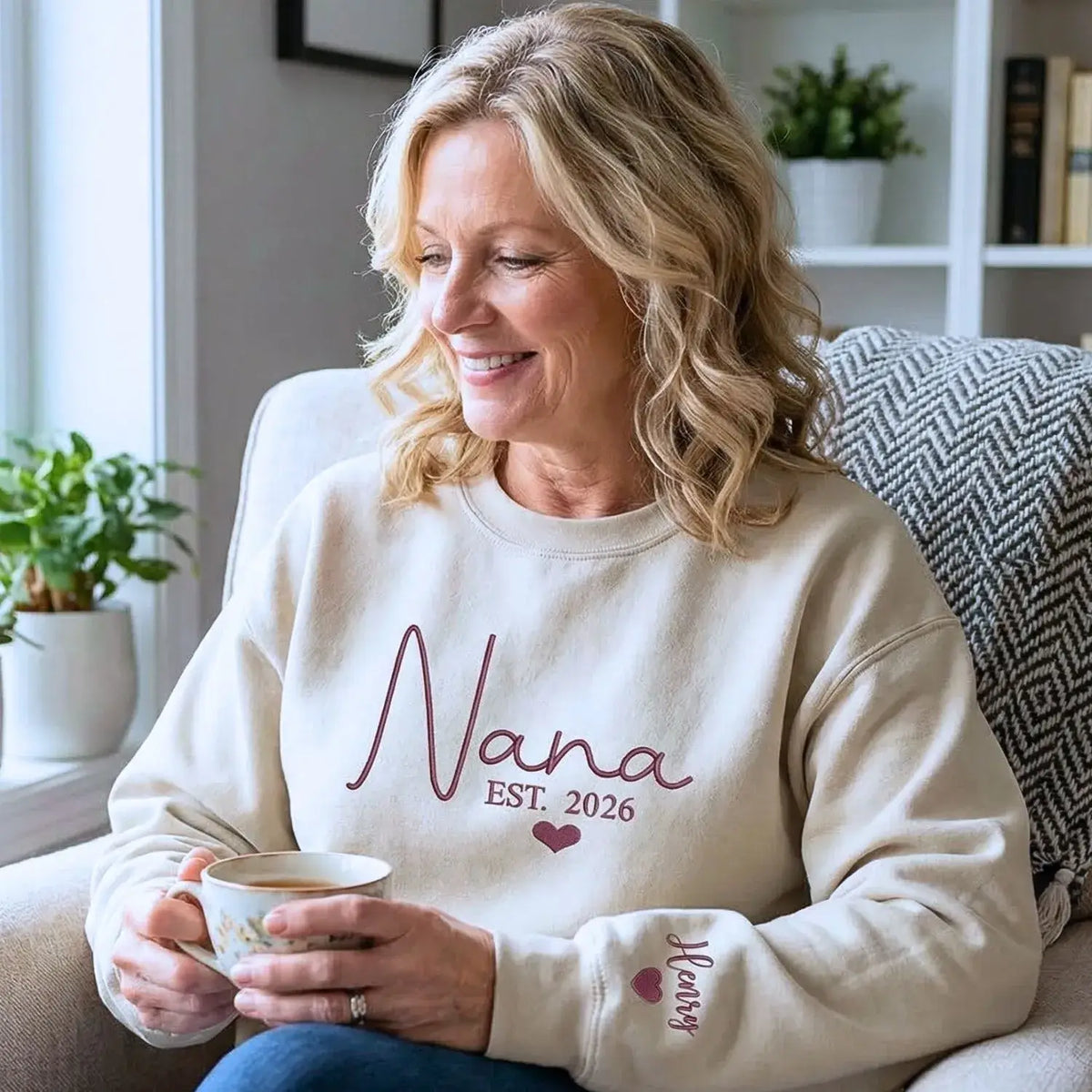 Personalized Nana sweatshirt embroidered with grandkids names custom grandmother gift