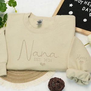 Custom embroidered Nana sweatshirt with grandkids names personalized family gift for grandmother