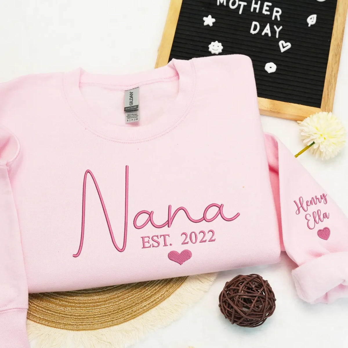 Custom embroidered Nana sweatshirt with grandkids names personalized family gift for grandmother