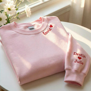 Custom Embroidered Text Sweatshirt with Collar & Sleeve Personalization, Quote Sweatshirt with Choose Font & Thread Color